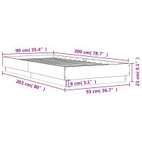 vidaXL Sängram brun ek 90x200 cm konstruerad trä - Bild 9