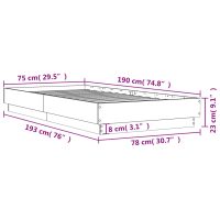 vidaXL Sängram rökfärgad ek 75x190 cm konstruerad trä - Bild 9