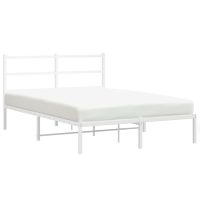 vidaXL Sängram med huvudgavel metall vit 135x190 cm - Bild 4