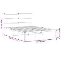 vidaXL Sängram med huvudgavel metall vit 135x190 cm - Bild 10