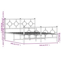 vidaXL Sängram med huvudgavel och fotgavel vit metall 140x190 cm - Bild 10