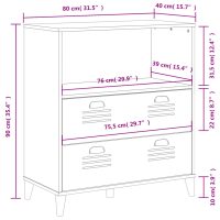 vidaXL Bokhylla VIGO antracitgrå 80x40x90 cm massiv furu - Bild 10