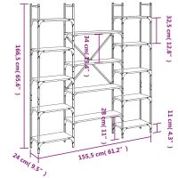 vidaXL Bokhylla sonoma-ek 155,5x24x166,5 cm konstruerat trä - Bild 10