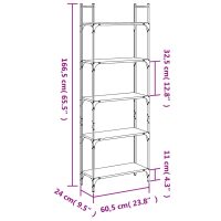 vidaXL Bokhylla 5 hyllplan rökfärgad ek 60,5x24x166,5 cm - Bild 10