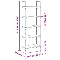 vidaXL Bokhylla 5 hyllplan brun ek 60,5x24x166,5 cm konstruerat trä - Bild 10