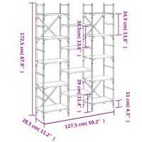 vidaXL Bokhylla grå sonoma 127,5x28,5x172,5 cm konstruerat trä - Bild 10