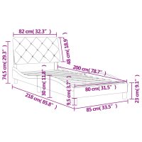 vidaXL Sängram med huvudgavel ljusgrå 80x200 cm sammet - Bild 12