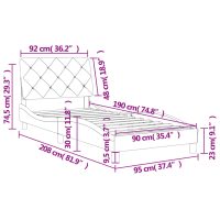 vidaXL Sängram med huvudgavel ljusgrå 90x190 cm sammet - Bild 12