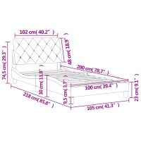 vidaXL Sängram med huvudgavel blå 100x200 cm sammet - Bild 12