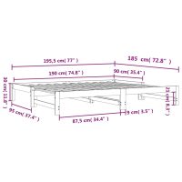 vidaXL Dagbädd med extrasäng vaxad brun 90x190 cm massiv furu - Bild 12