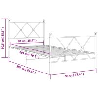 vidaXL Sängram med huvudgavel och fotgavel vit metall 90x200 cm - Bild 8