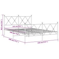 vidaXL Sängram med huvudgavel och fotgavel vit metall 140x190 cm - Bild 8