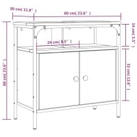 vidaXL Tvättställsskåp rökfärgad ek 60x30x60 cm konstruerat trä - Bild 11