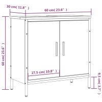 vidaXL Tvättställsskåp brun ek 60x30x60 cm konstruerat trä - Bild 11