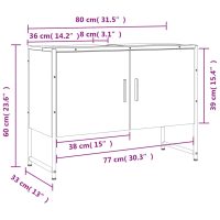 vidaXL Tvättställsskåp brun ek 80x33x60 cm konstruerat trä - Bild 11