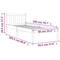 vidaXL Sängram vaxad brun 90x200 cm massiv furu - Bild 9