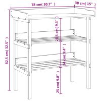 vidaXL Växtbord med hylla brun 78x38x82,5 cm massivt granträ - Bild 9