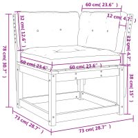 vidaXL Trädgårdssoffa hörn med dynor vit 73x73x78 cm massiv furu - Bild 10