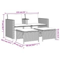 vidaXL Trädgårdssoffa 2-sits med bord och pallar beige konstrotting - Bild 11