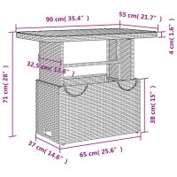 vidaXL Trädgårdsbord svart 90x55x71 cm konstrotting och akaciaträ - Bild 11