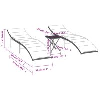 vidaXL Solsängar 2 st med bord ljusgrå konstrotting - Bild 11