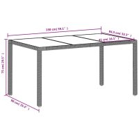 vidaXL Trädgårdsbord med glasskiva ljusgrå 150x90x75 cm konstrotting - Bild 11