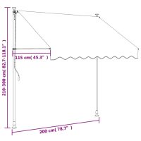 vidaXL Infällbar markis gräddvit 200x150 cm tyg och stål - Bild 11