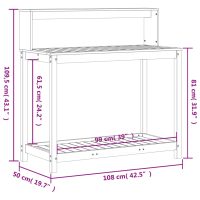 vidaXL Växtbord med hylla 108x50x109,5 cm massiv furu - Bild 10