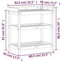 vidaXL Växtbord med hyllor vit 82,5x45x86,5 cm massiv furu - Bild 10