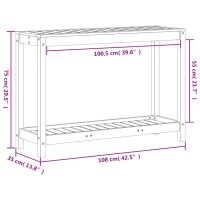 vidaXL Växtbord med hylla vaxad brun 108x35x75 cm massiv furu - Bild 10