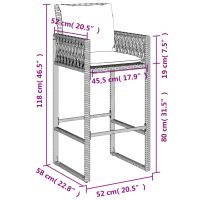 vidaXL Barstolar för utomhusbruk med dynor 2 st svart konstrotting - Bild 11