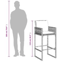 vidaXL Barstolar för utomhusbruk med dynor 2 st grå konstrotting - Bild 10