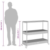 vidaXL Barvagn 3 hyllor grå konstrotting och massivt akaciaträ - Bild 12