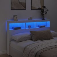 vidaXL Sänggavel med LED vit 160x17x102 cm - Bild 4