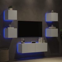 vidaXL Väggmonterade tv-skåp 5 delar med LEDs vit - Bild 4