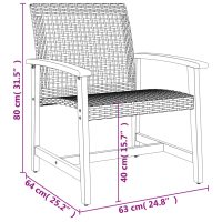 vidaXL Caféset 3 delar beige konstrotting och akaciaträ - Bild 10