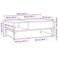 vidaXL Soffbord sonoma-ek 100x50x35 cm konstruerat trä och metall - Bild 11