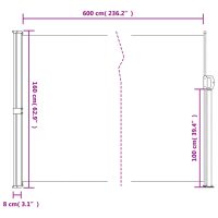 vidaXL Infällbar sidomarkis gräddvit 160x600 cm - Bild 10