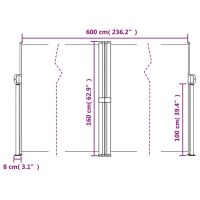 vidaXL Infällbar sidomarkis gräddvit 160x600 cm - Bild 10