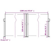 vidaXL Infällbar sidomarkis gräddvit 120x1200 cm - Bild 10