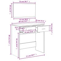 vidaXL Sminkbord med spegel betonggrå 80x39x80 cm - Bild 10