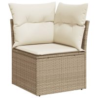 vidaXL Soffgrupp för trädgården med dynor 9 delar beige konstrotting - Bild 3