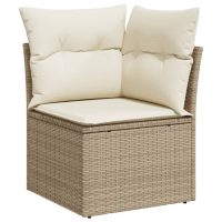 vidaXL Soffgrupp för trädgården med dynor 9 delar beige konstrotting - Bild 3