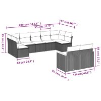 vidaXL Soffgrupp för trädgården med dynor 9 delar beige konstrotting - Bild 7