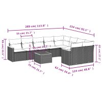 vidaXL Loungegrupp 10 delar med svarta dynor konstrotting - Bild 8