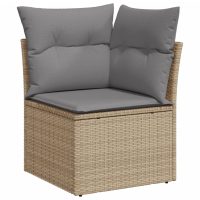 vidaXL Soffgrupp för trädgården med dynor 6 delar beige konstrotting - Bild 5