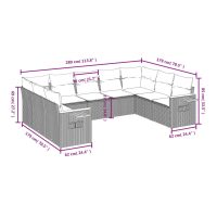 vidaXL Soffgrupp för trädgården med dynor 9 delar beige konstrotting - Bild 8