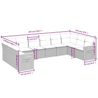 vidaXL Loungegrupp 10 delar med svarta dynor konstrotting - Bild 8