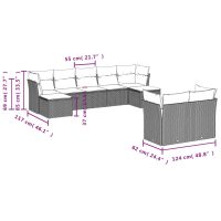 vidaXL Soffgrupp för trädgården med dynor 9 delar beige konstrotting - Bild 3