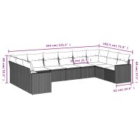 vidaXL Loungegrupp 10 delar med svarta dynor konstrotting - Bild 7